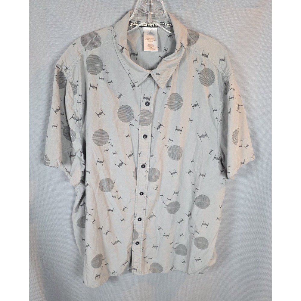 Disney Parks Star Wars Tie Fighter 1977 Short Sleeve Button Down Shirt Sz XL AOP